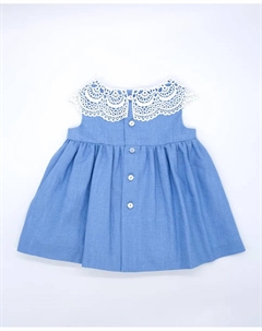 Платье для девочки с контрастным гипюровым воротником, синий Fina ejerique