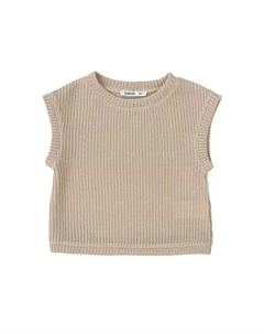 Жилет для девочки из трикотажного полотна с круглым вырезом, бежевый Babidu