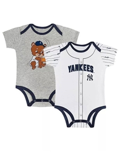 Комплект из двух боди New York Yankees Play Ball для новорожденных мальчиков и девочек серого/белого цвета, серый Outerstuff