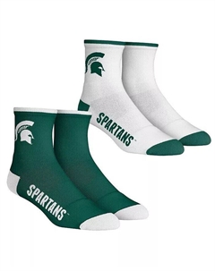 Молодежные носки для мальчиков и девочек, комплект из 2 носков длиной в четверть, штат Мичиган, Spartans Core Team, зеленый Rock 'em