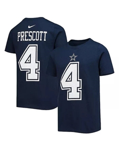 Молодежная футболка для мальчиков и девочек Dak Prescott Navy Dallas Cowboys Team с именем и номером игрока, синий Nike