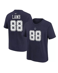 Футболка с именем и номером игрока CeeDee Lamb Navy Dallas Cowboys для мальчиков и девочек дошкольного возраста Nike