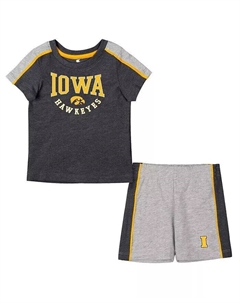 Комплект из футболки и шорт Iowa Hawkeyes Norman для мальчиков и девочек, черный, серый Хизер, комплект из футболки и шорт Iowa Hawkeyes Norman, черный Colosseum