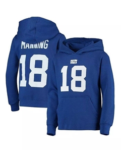 Пуловер с капюшоном с именем и номером игрока Big Boys Peyton Manning Royal Indianapolis Colts Mitchell and ness