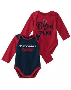 Комплект из 2-х боди с длинными рукавами для новорожденных и младенцев, мальчиков и девочек, красный, темно-синий, Houston Texans, Little Player Outerstuff