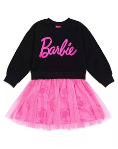 Платье из французского трикотажа для девочек-малышей, черный Barbie