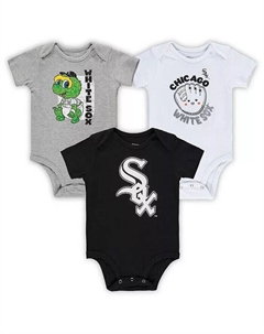 Комплект из 3-х сменных боди Chicago White Sox для мальчиков и девочек черного, белого и серого цвета Outerstuff
