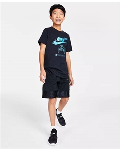Футболка с принтом спортивной одежды для больших детей, баскетбольные шорты Elite Dri-FIT и кроссовки для бега Flex Runner 2 Slip-On от Finish Line, черный Nike