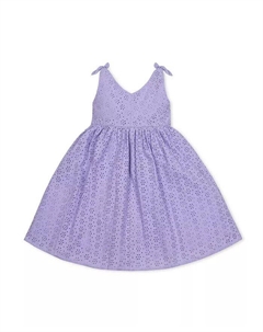 Свободное платье без рукавов с бантом и плечами для девочек, для малышей, фиолетовый Hope & henry