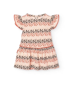 Платье для девочки с короткими рукавами и этническим принтом, мультиколор Boboli