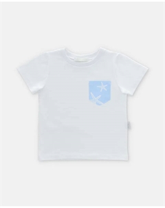 Футболка из хлопка с напечатанным карманом, светло-голубой Martin aranda