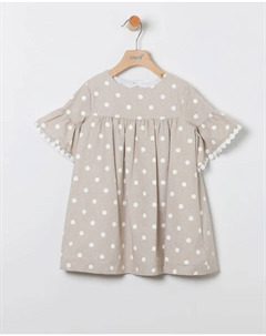 Платье для девочки из хлопка в горошек, светло-коричневый Coco acqua