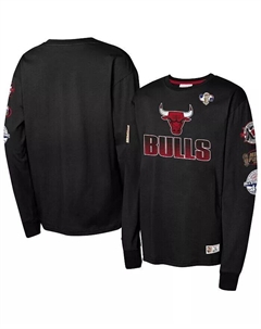 Футболка с длинным рукавом Chicago Bulls Hardwood Classics для больших мальчиков и девочек, черная Mitchell and ness