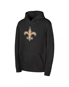 Толстовка с капюшоном и логотипом команды New Orleans Saints для больших мальчиков и девочек, черная Outerstuff