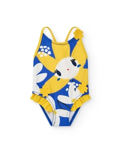 Купальник для девочки с принтом, оборками и 3D-деталями, синий Tuc tuc