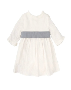 Платье для девочки с французскими рукавами и бантом сзади, белый Babidu