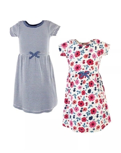 Платье с короткими рукавами из органического хлопка для больших девочек, 2 шт., с цветочным рисунком, мультиколор Touched by nature