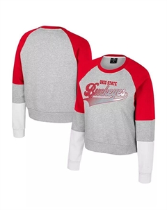 Толстовка-пуловер со стразами для больших девочек Heather Grey Ohio State Buckeyes Katinka Colosseum