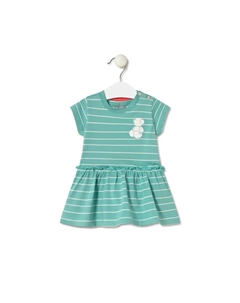 Полосатое хлопковое платье для девочки, бирюзовый Tous