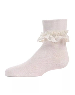 Носки-браслеты для девочек Double Dare из двухслойной кружевной смеси из хлопка, слоновая кость/кремовый Memoi