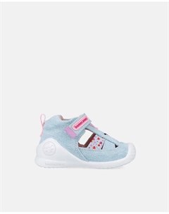 Закрытые детские сандалии для девочек с круглым и укрепленным носком, светло-голубой Biomecanics