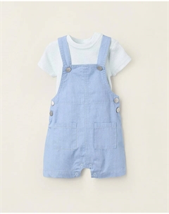 Комплект для мальчика, состоящий из боди и короткого комбинезона с карманами, светло-голубой Zippy