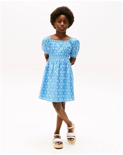 Платье для девочки с короткими рукавами и фантазийным принтом, синий Tommy hilfiger