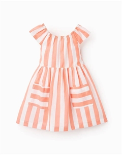Платье для девочки в полоску из 100% хлопка, оранжевый Zippy