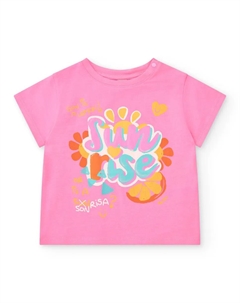 Футболка для девочки с короткими рукавами и рисунком спереди, розовый Tuc tuc