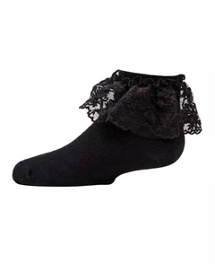 Носки-браслеты для щиколотки из смеси хлопка и цветочного кружева для больших девочек, черный Memoi