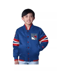 Куртка New York Rangers Scout 1 для больших мальчиков и девочек, сине-красная, на кнопках, университетская Starter