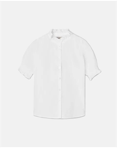 Блузка для девочки из 100% льна с короткими рукавами, белый Silbon