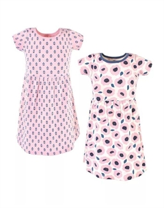 Платье с короткими рукавами из органического хлопка для больших девочек, 2 шт., Blossoms, мультиколор Touched by nature