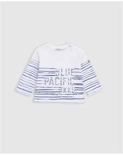 Полосатая футболка с длинными рукавами для мальчика, белый Ikks
