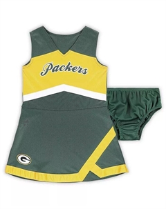 Маленькие девочки зеленое Green Bay Packers двухсекционное платье-джемпер Cheer Captain с комплектом шаровар Outerstuff