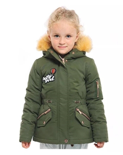Куртка-парка для девочек с утепленным капюшоном, зеленый Rokka&rolla