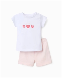 Белая пижама для девочки с короткими рукавами, белый Zippy