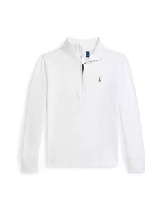 Свитшот-пуловер из хлопка интерлок с застежкой-молнией на четверть длины для малышей и маленьких мальчиков, белый Polo ralph lauren