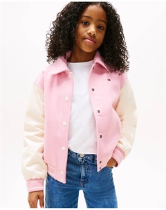 Куртка-бомбер для девочки с воротником-стойкой, розовый Tommy hilfiger