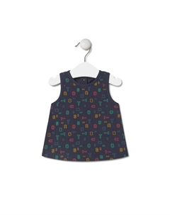 Хлопковая футболка для девочки с разноцветными буквами логотипа, темно-синий Tous