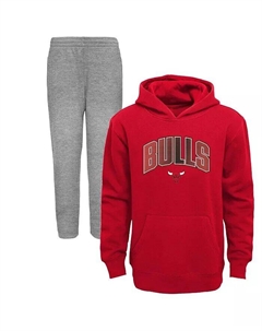 Комплект из толстовки и штанов Chicago Bulls Double Up для мальчиков и девочек красного и серого цвета Outerstuff