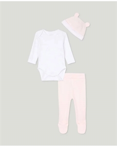 Комплект из боди, леггинсов и шапочки для девочки, розовый Cotton juice
