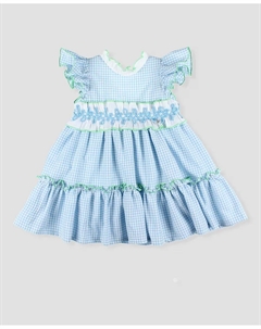 Платье для девочки в клетку с оборками, светло-голубой Foque