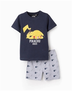 Короткая пижама для мальчика с изображением Пикачу, темно-синий Zippy