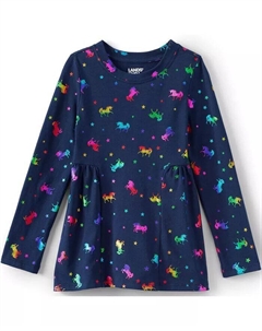 Топ-туника с длинными рукавами для девочек, розовый Lands' end