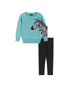 Комплект из свитера с зеброй для маленьких девочек для малышей/детей, синий Andy & evan