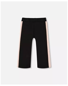 Укороченные широкие брюки для больших девочек с контрастной полосой, черные, черный Deux par deux