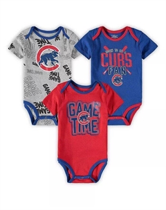 Комплект боди из трех частей для новорожденных и младенцев, мальчиков и девочек Chicago Cubs Royal, красный, меланжевый серый Game Time Outerstuff