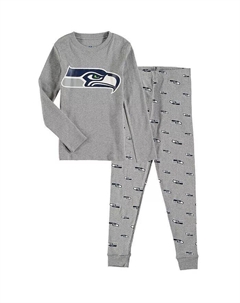 Серая футболка с длинными рукавами и брюки для сна «Сиэтл Сихокс» для мальчиков и девочек дошкольного возраста Outerstuff