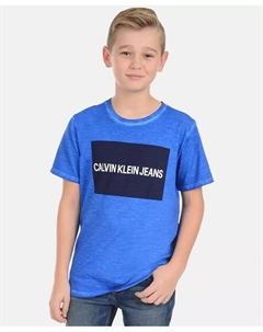 Хлопковая футболка с цветными блоками и логотипом Big Boys Calvin klein